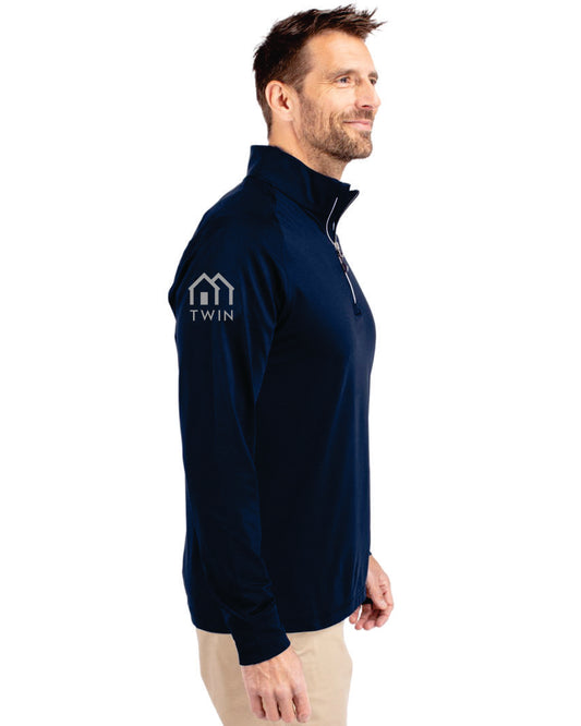 "The Thomas" - Cutter & Buck Adapt Eco Quarter Zip Pullover – Twin Navy